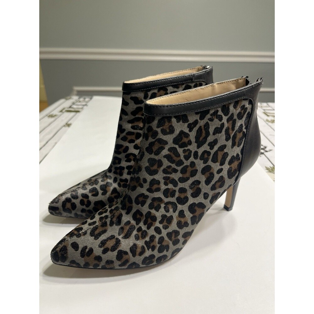 Adrienne Vittadini Nyla Gray Leopard Print High Heeled Boots Womens Size 8.5 M